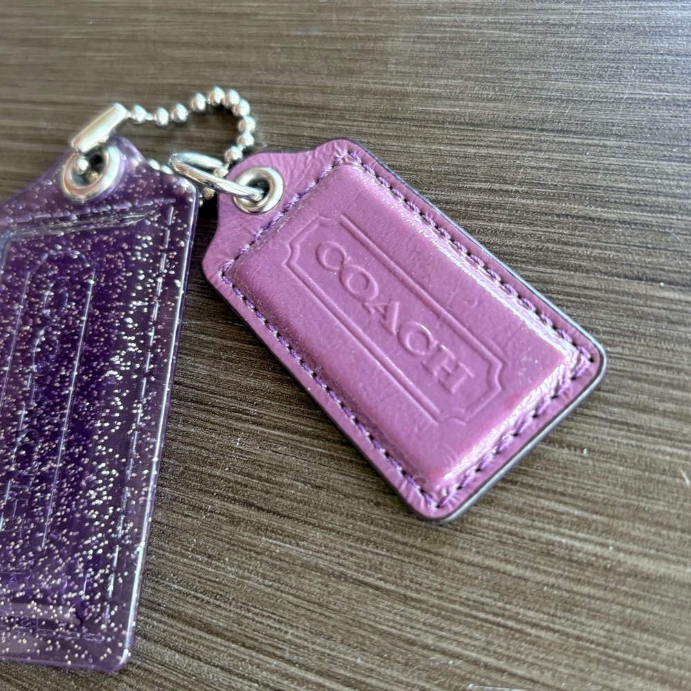 Coach Poppy Hang Tag Set (3” Clear Purple Silver Glitter & 2.5” Purple Patent) - Picture 8 of 9